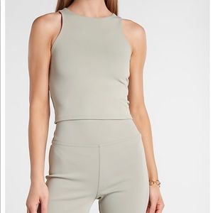 Express body contour sage high neck cropped tank